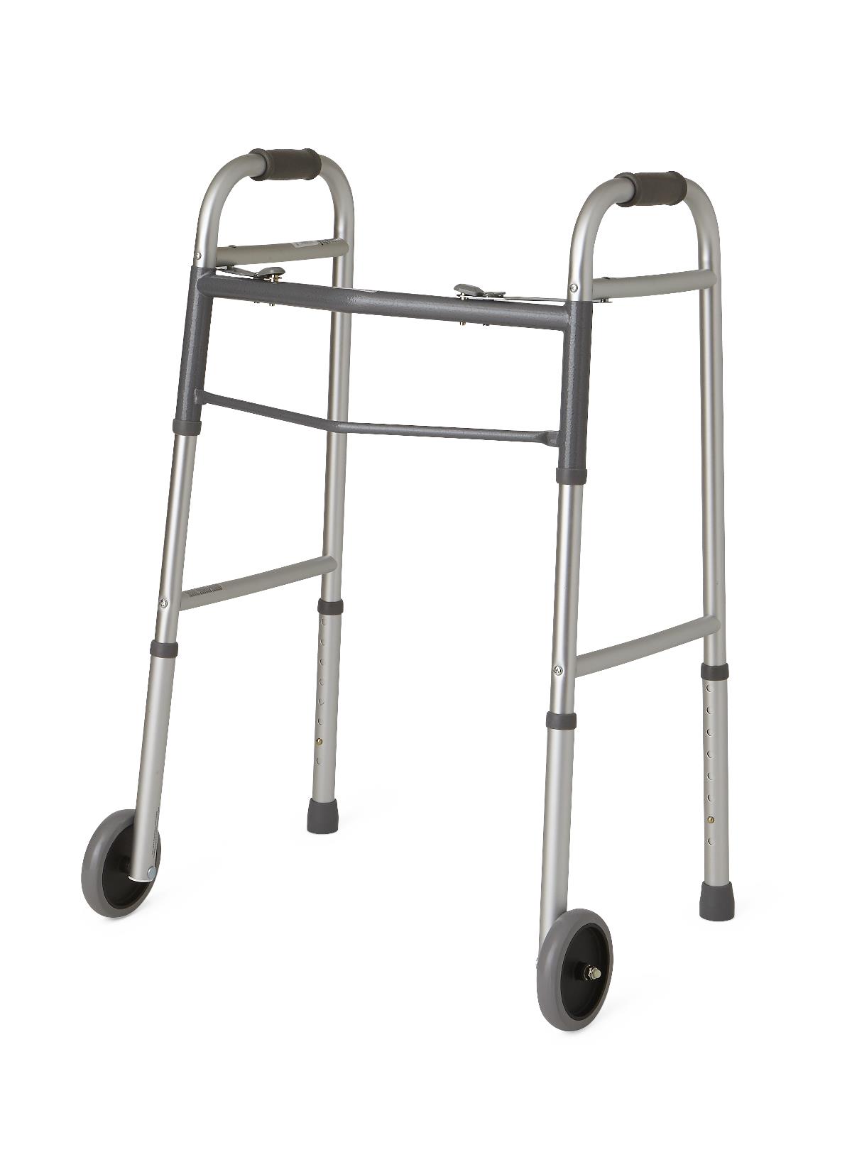 Two-Button Folding Walkers with 5" Wheels Guardian with 5in Adult