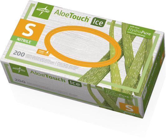 AloeTouch Ice Nitrile Exam Gloves Textured Fingertips