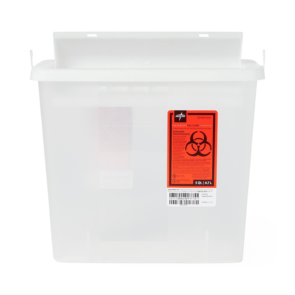 Biohazard Patient Room Sharps Disposal Containers 5 Qt Clear Wall Mount