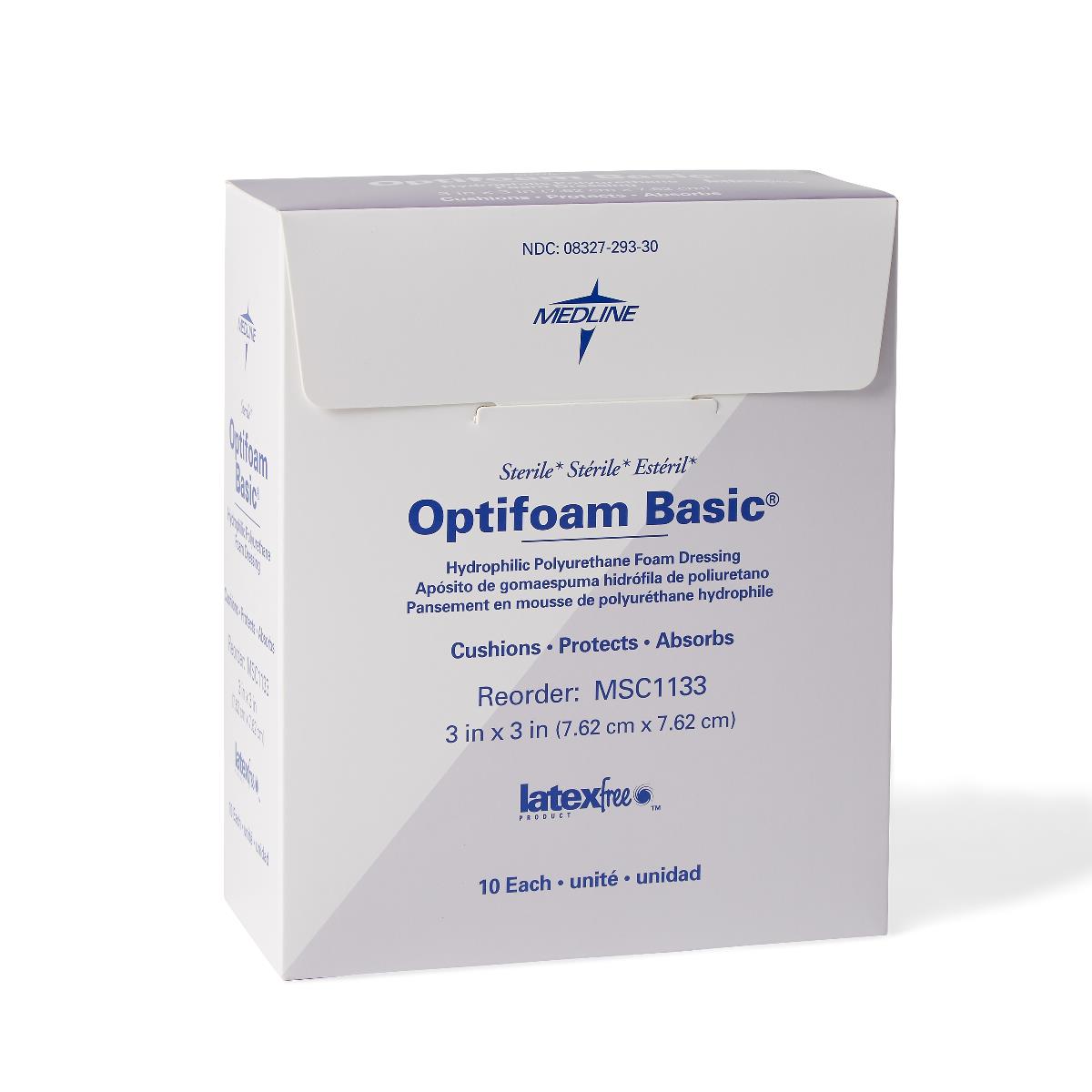 Optifoam Basic Hydrophilic Polyurethane Foam Dressings 3 x 3