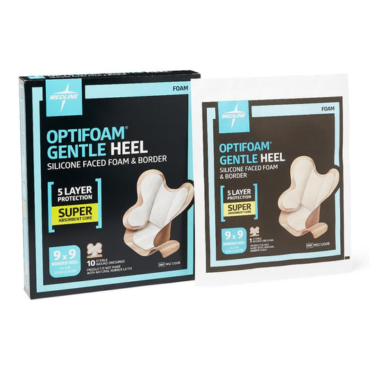 Optifoam Gentle Heel Silicone-Faced Foam Dressings Bordered 9 x 9