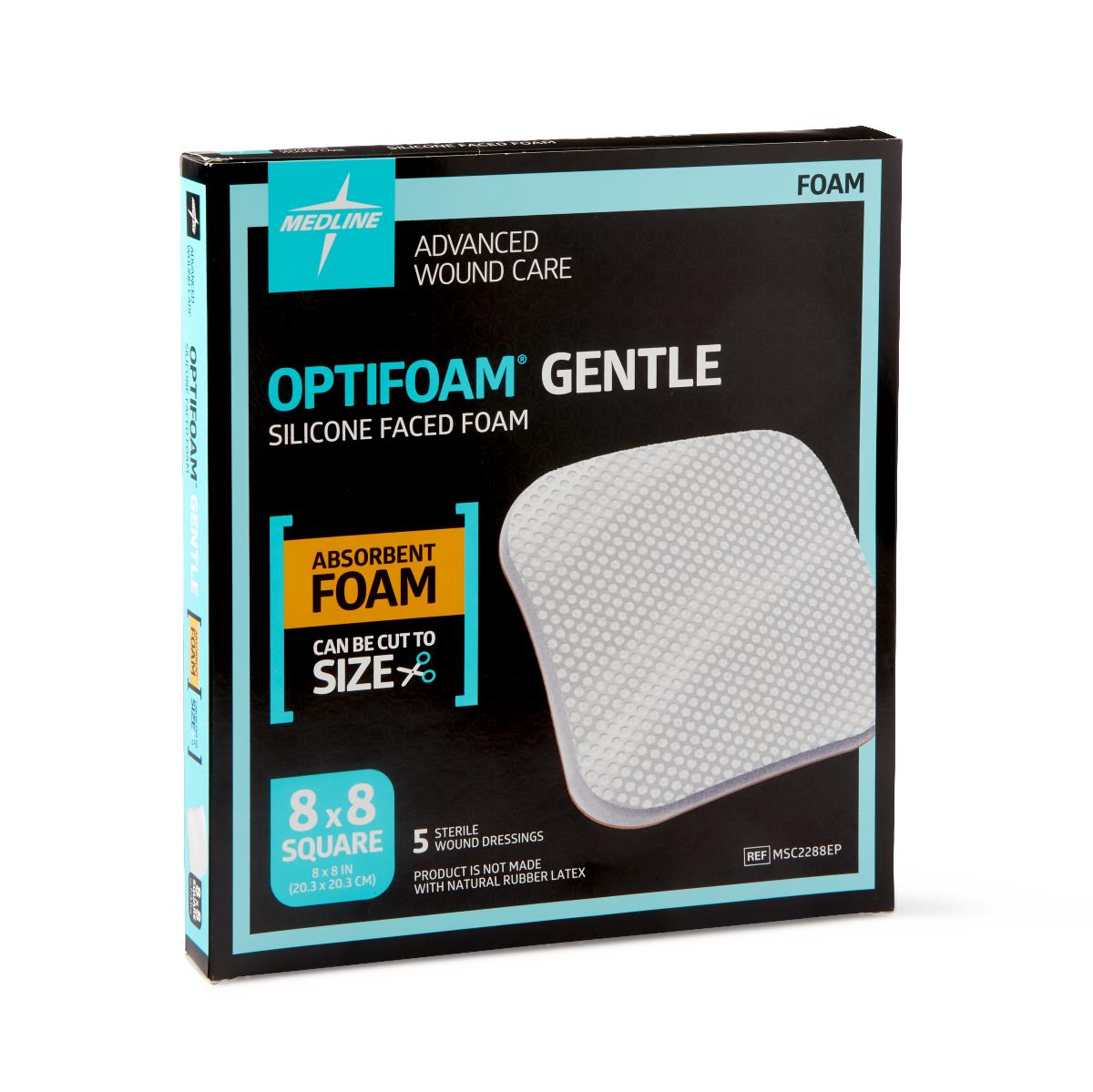 Optifoam Gentle Non-Bordered Silicone-Faced Foam Dressings 8 x 8