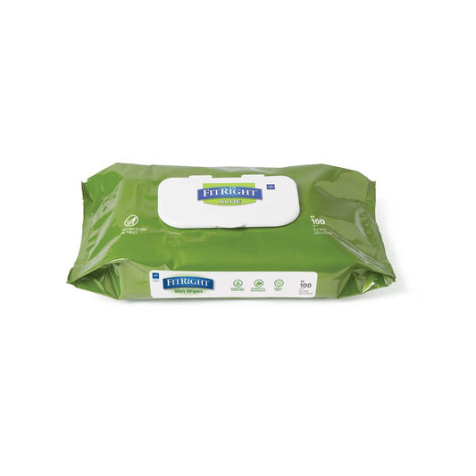 Fitright Aloe Personal Cleansing Wipes Wipe Wet Scented 8 x 10" 100/pack