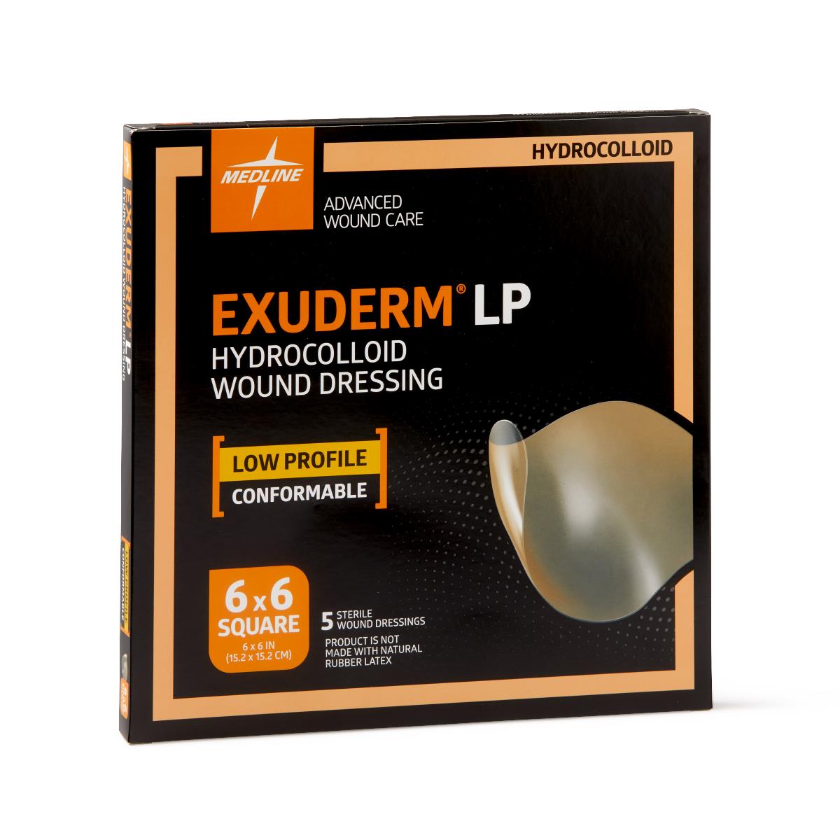 Exuderm Low-Profile Hydrocolloid Wound Dressings 6" x 6"