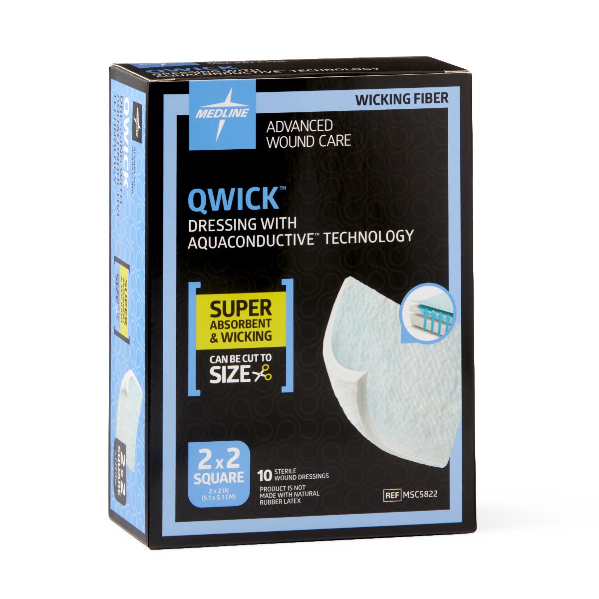 Qwick Nonadhesive Superabsorbent Wound Dressings 2 x 2