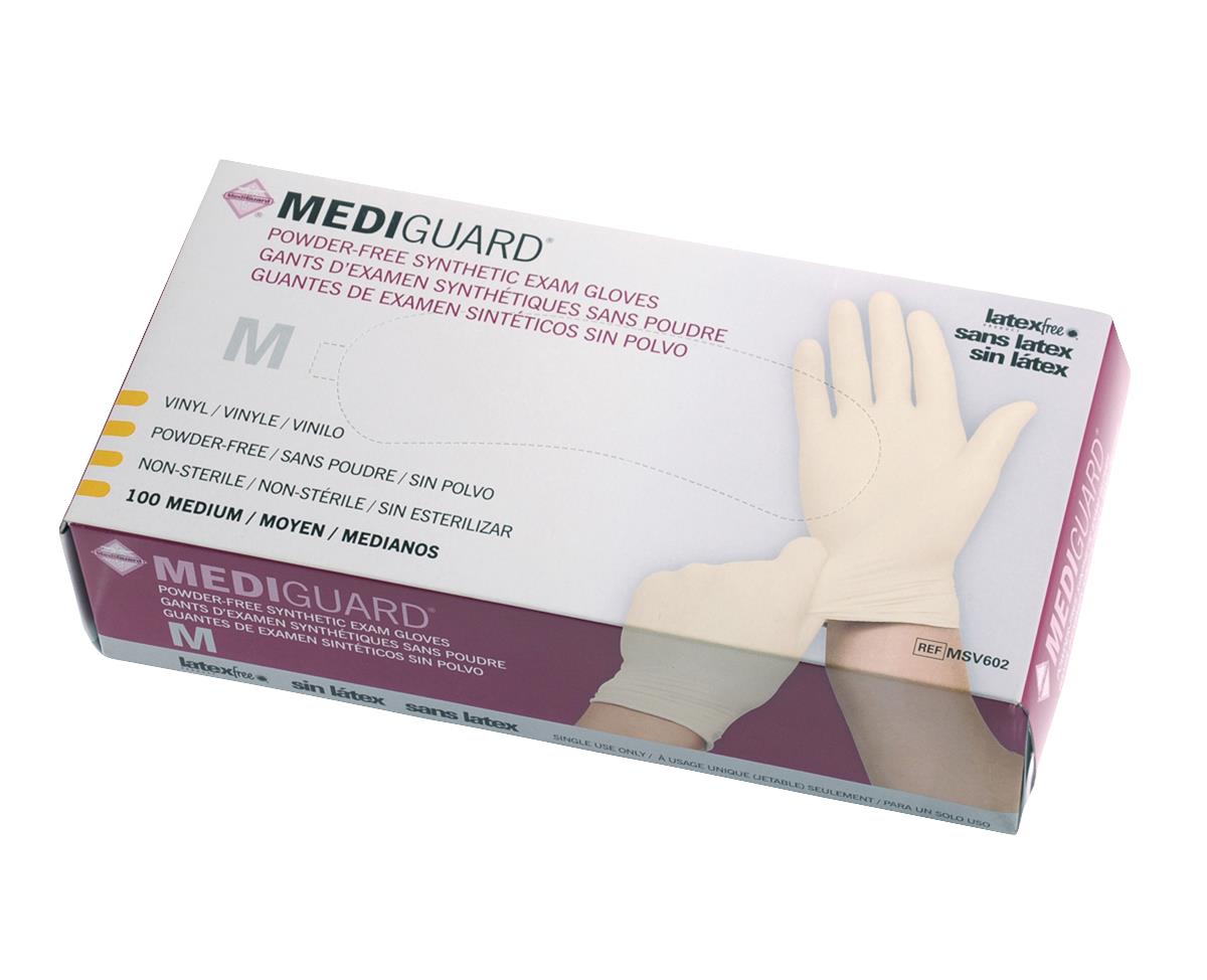Mediguard Synthetic Exam Gloves Glove Stretch Vinyl Pf Medium (Case of 1000)