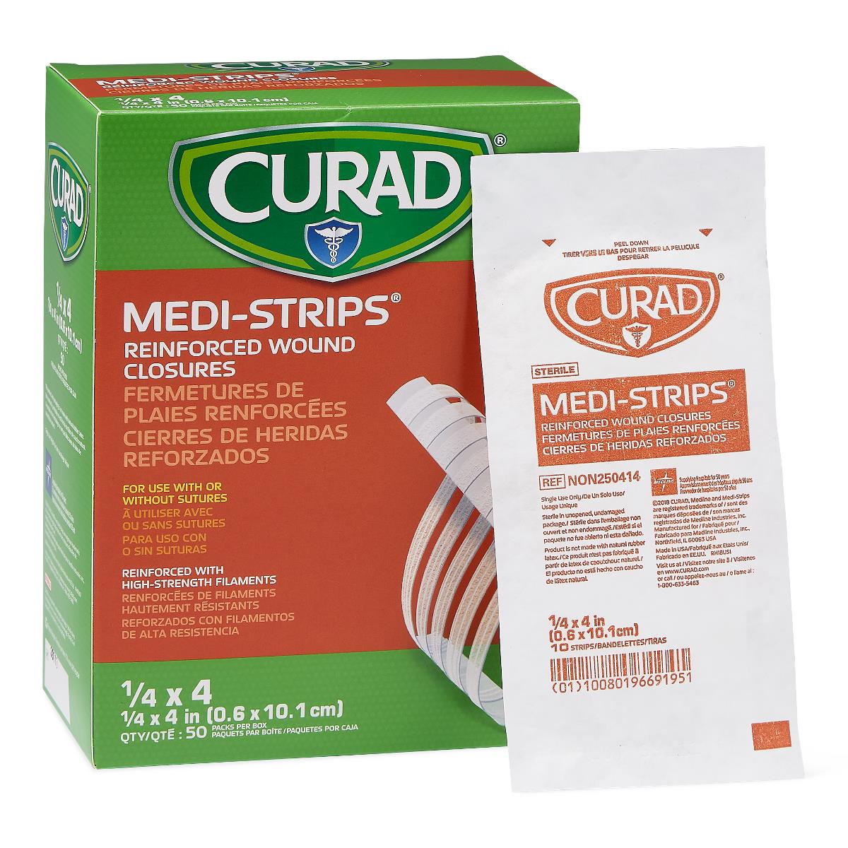 Curad Medi-Strip Reinforced Wound Closures Strip Closure 1/4 x 4