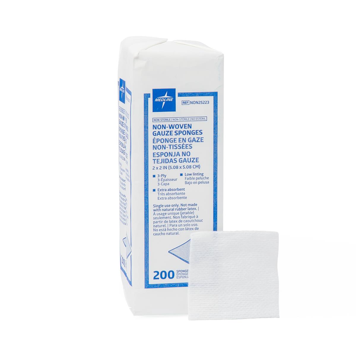 Standard Nonsterile Nonwoven Gauze Sponges 2" x 2" 3ply