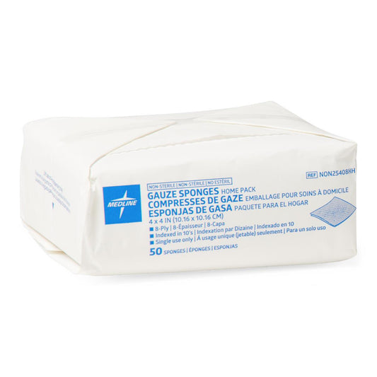 Nonsterile 100% Cotton Woven Gauze Sponges 4" x 4" 8ply 50ct