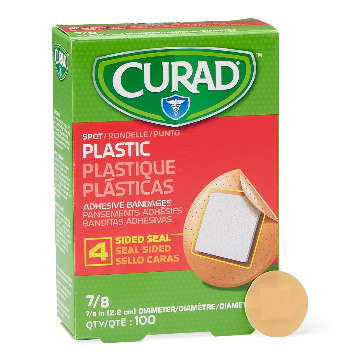 Curad Plastic Adhesive Bandages Spot 7/8" 100ct