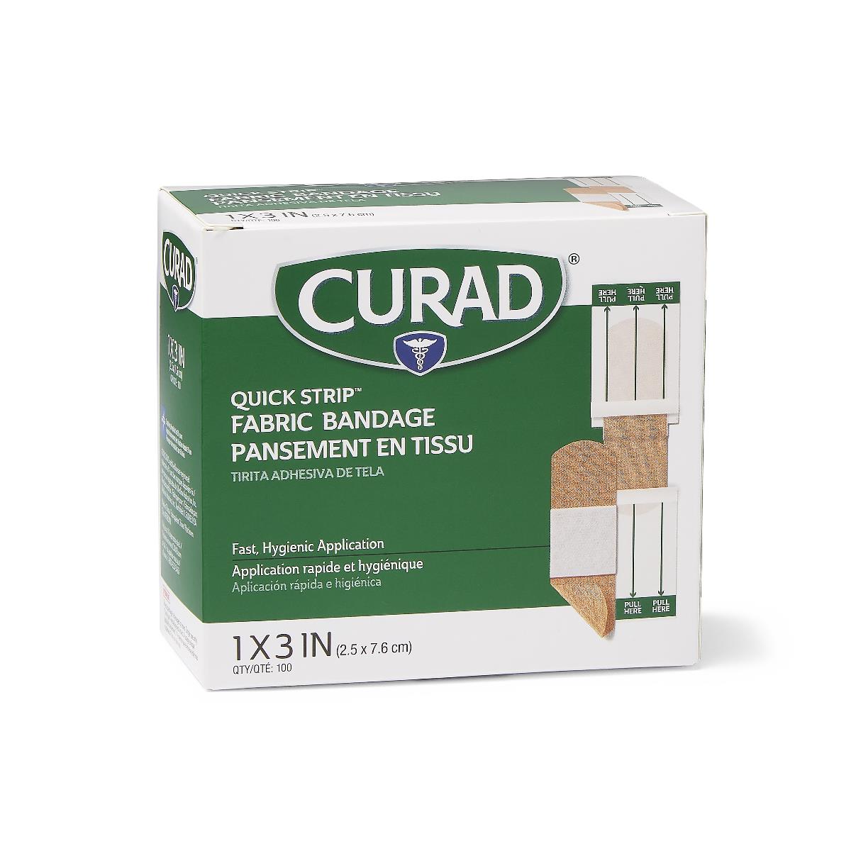 Curad Quick Strip Fabric Adhesive Bandages 1 x 3 Sterile