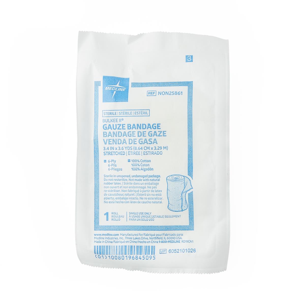 Bulkee II Sterile Cotton Gauze Bandages 3.4" x 3.6yd