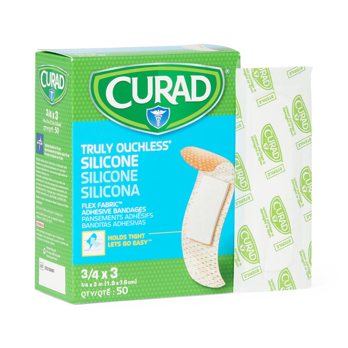 Curad Silicone Adhesive Bandages Fabric 3/4 x 3