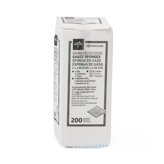 Cotton Woven Gauze Sponges 2" x 2" 8ply Non-Sterile 5000/cs