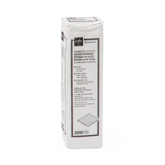 Caring Non-Sterile Cotton Gauze Sponge 12-Ply 2" x 2" 200ct