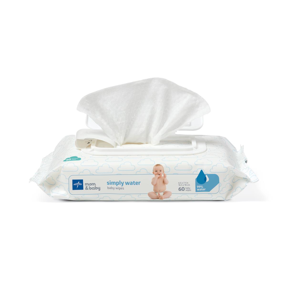 Simply Water Wet Wipes Wipe Baby Frag Free 6.5 x 7.1" 60/pack (Case of 12)