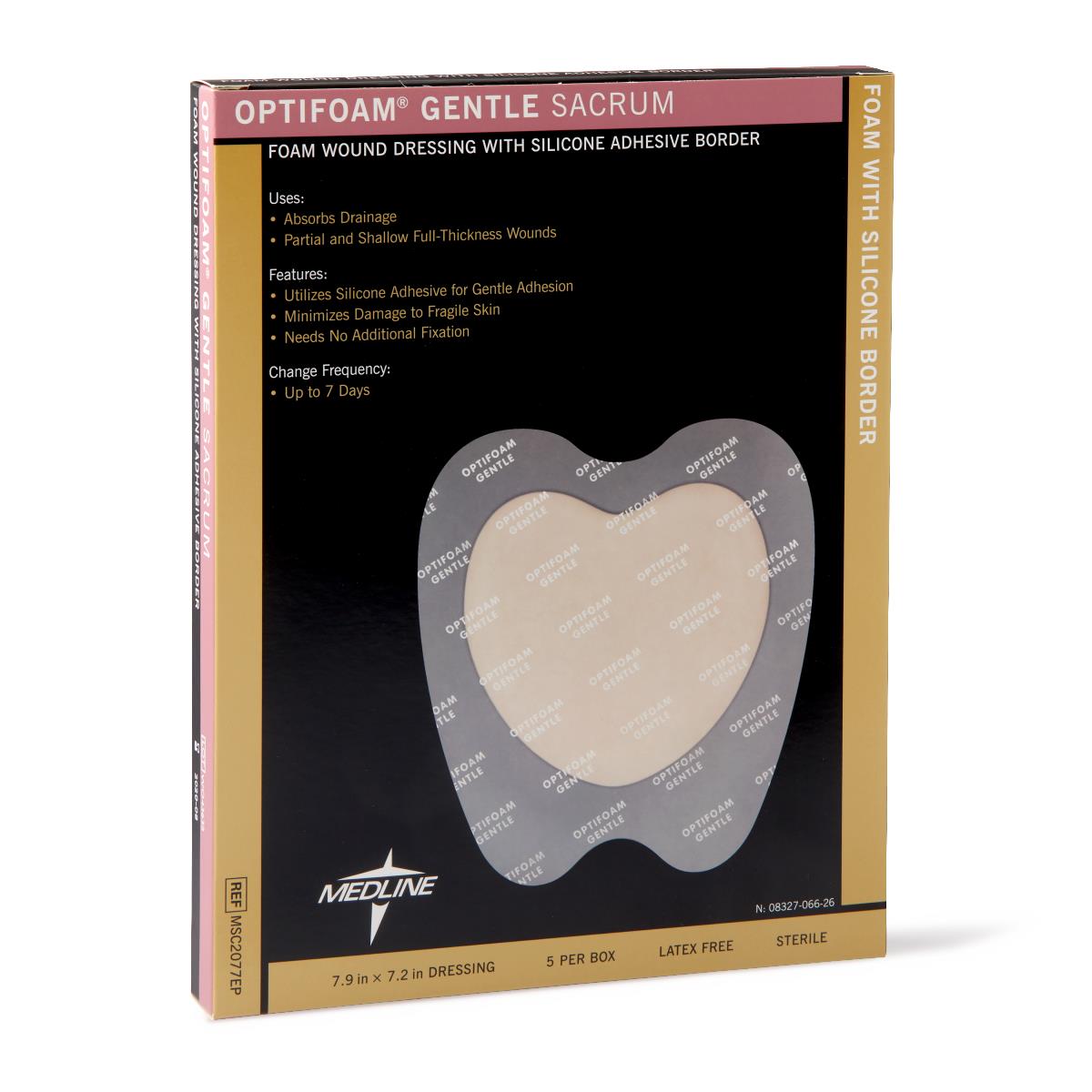 Optifoam Gentle Foam Dressings with Silicone Adhesive Border Sacrum 8 x 7