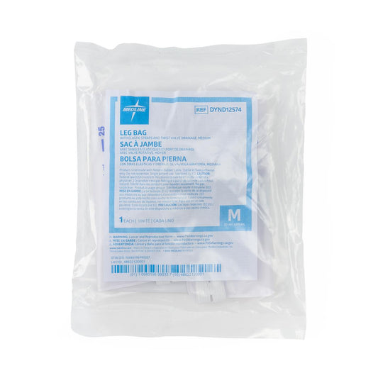 Urinary Leg Drain Bag with Elastic Straps, Twist Valve, Medium, 600 mL (20 oz.)
