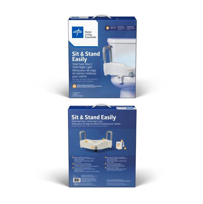 Sit and Stand Easily Toileting Kit for Caregivers 2 Piece Toilet Seat Riser (1 Each)