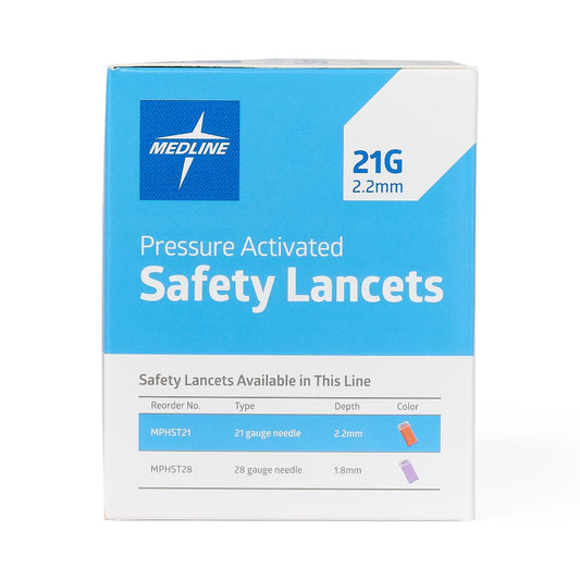 Safety Lancets with Pressure Activation 21G x 2.2mm (MPHST Series)