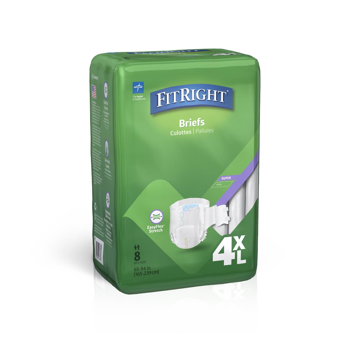 FitRight Bariatric Incontinence Briefs 4XL 65-94" White
