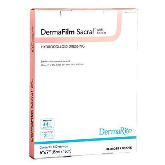 DermaFilm Hydrocolloid Dressing Sacral 6" x 7"