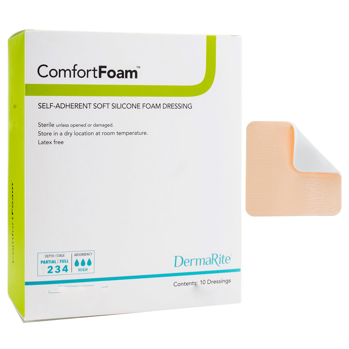 ComfortFoam Wound Dressing with Soft Silicone Adhesive 4" x 5"
