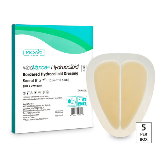 MedVance Bordered Hydrocolloid Dressing 6" x 7" 4" x 4" Pad Sacral