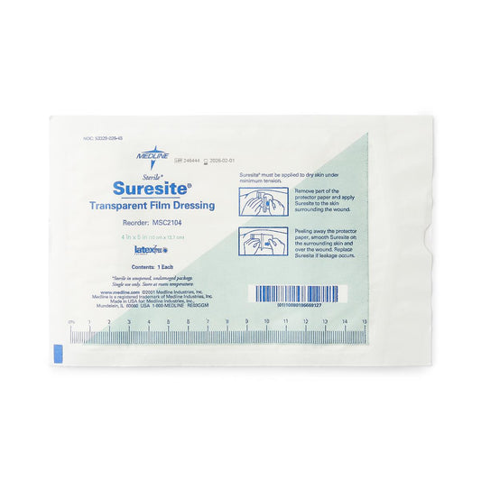 Suresite 2-Handle Transparent Dressings Film 4 x 5"