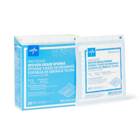 Sterile 100% Cotton Drain Sponge Gauze Trach 16ply 4" x 4"