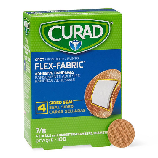Curad Flex-Fabric Adhesive Bandages Fabric Round 7/8" Natural 100ct