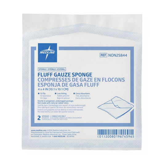 Sterile Bulkee II Extra Absorbent Super Fluff Sponge Gauze 4" x 4" 12ply 2'S