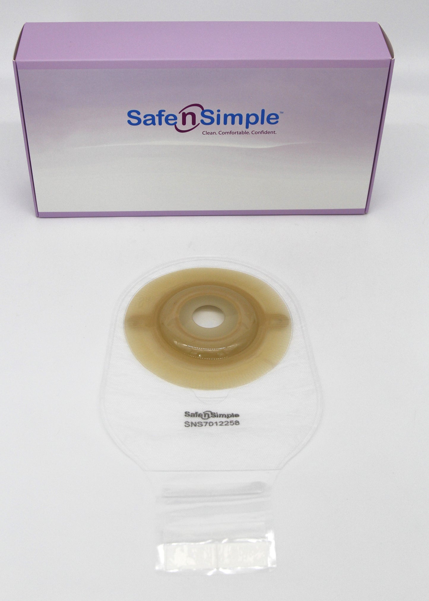 Safe N Simple Drainable One-Piece Pouch Extended Wear Convex Transparent Pre-Cut Stoma Opening with Velcro Closure and Belt Tabs 80 Count
