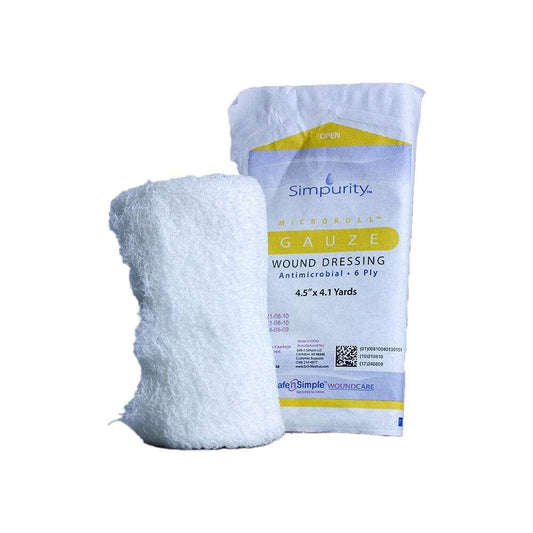 Simpurity Antimicrobial 6 Ply Sterile Rolled Gauze 4.5" x 4.1 Yards