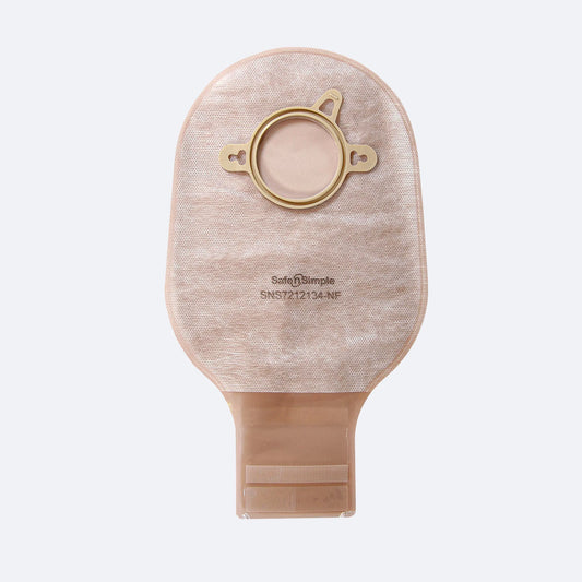 Safe N Simple 12" Drainable Two-Piece Pouch Beige 50mm Flange 21.2mm Opening with Belt Tabs Velcro Closure