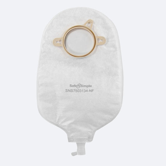 Safe N Simple 9" Urostomy Two-Piece Pouch Transparent 50mm 2" Flange with Cap and Belt Tabs-