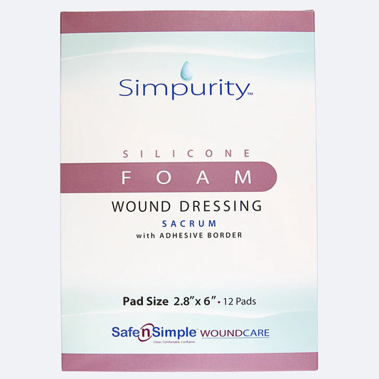Safe N Simple Simpurity 5 Layer Bordered Sacral Shape Silicone Foam Dressing 5" x 8"