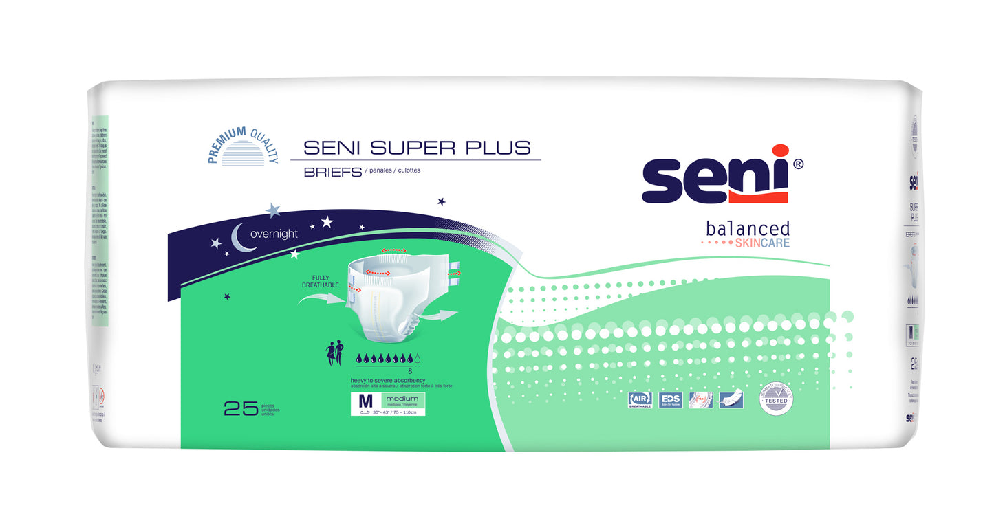 Seni Super Plus Briefs, Medium, 25 Count - 30" - 43"