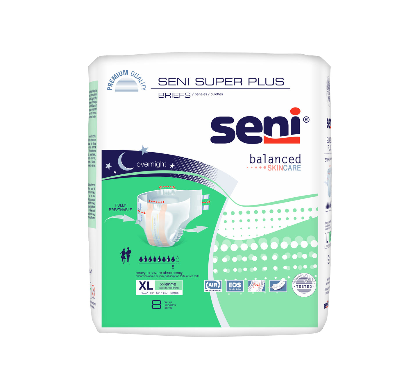 Seni Super Plus Briefs, Extra Large, 8 Count - 55" - 67" 8ct
