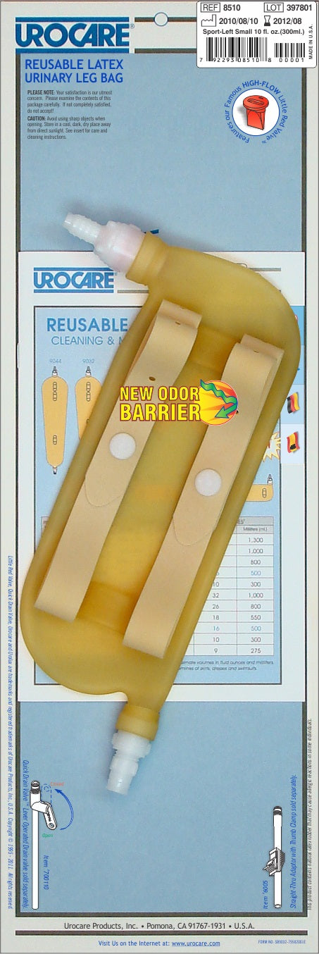Urocare Sport-Left Reusable Latex Leg Bag, Small 10 fl oz. 1ct