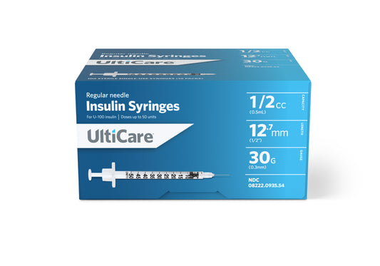 UltiCare Insulin Syringe 30G x 1/2" 1/2mL 100 Count