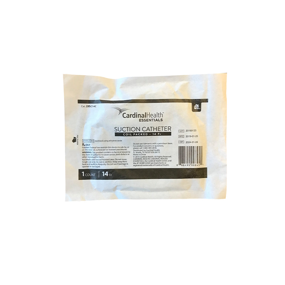Cardinal Health Essentials Coil Packed Suction Catheter 14 Fr 1ct
