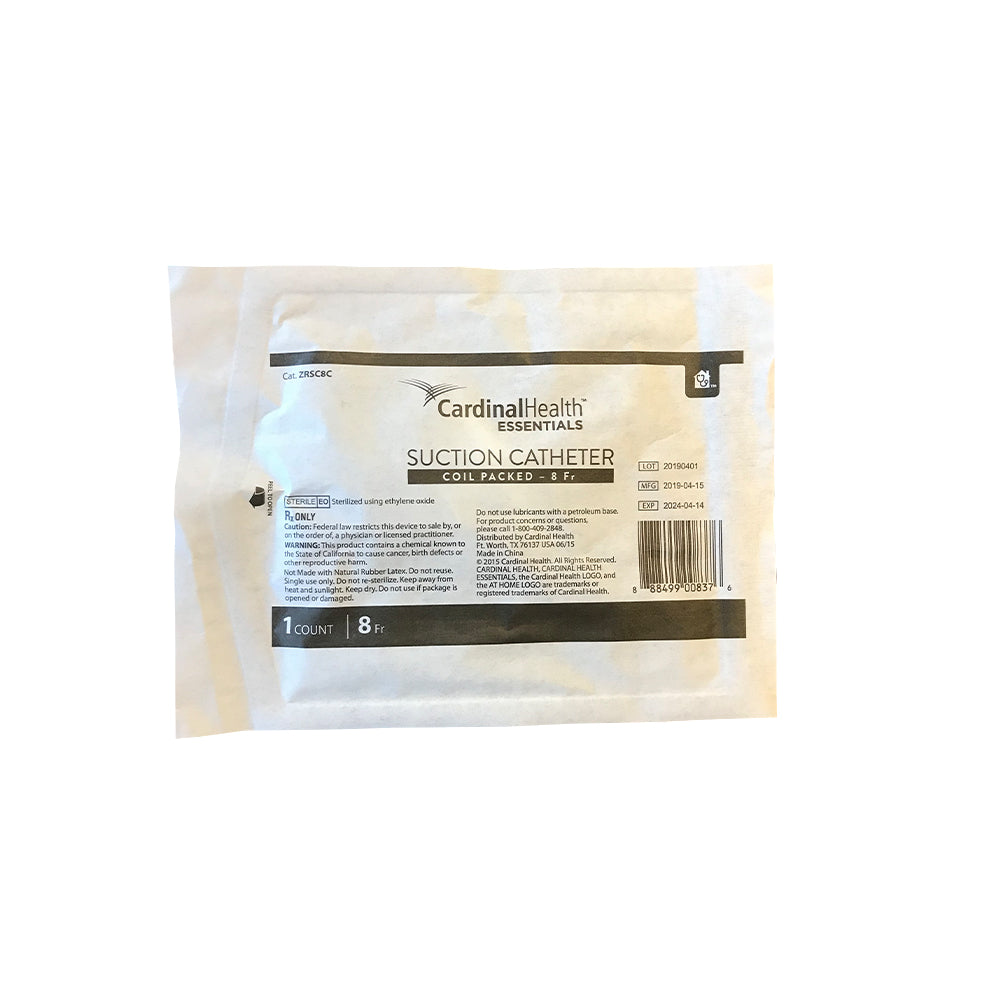 Cardinal Health Essentials Coil Packed Suction Catheter 8 Fr 1ct