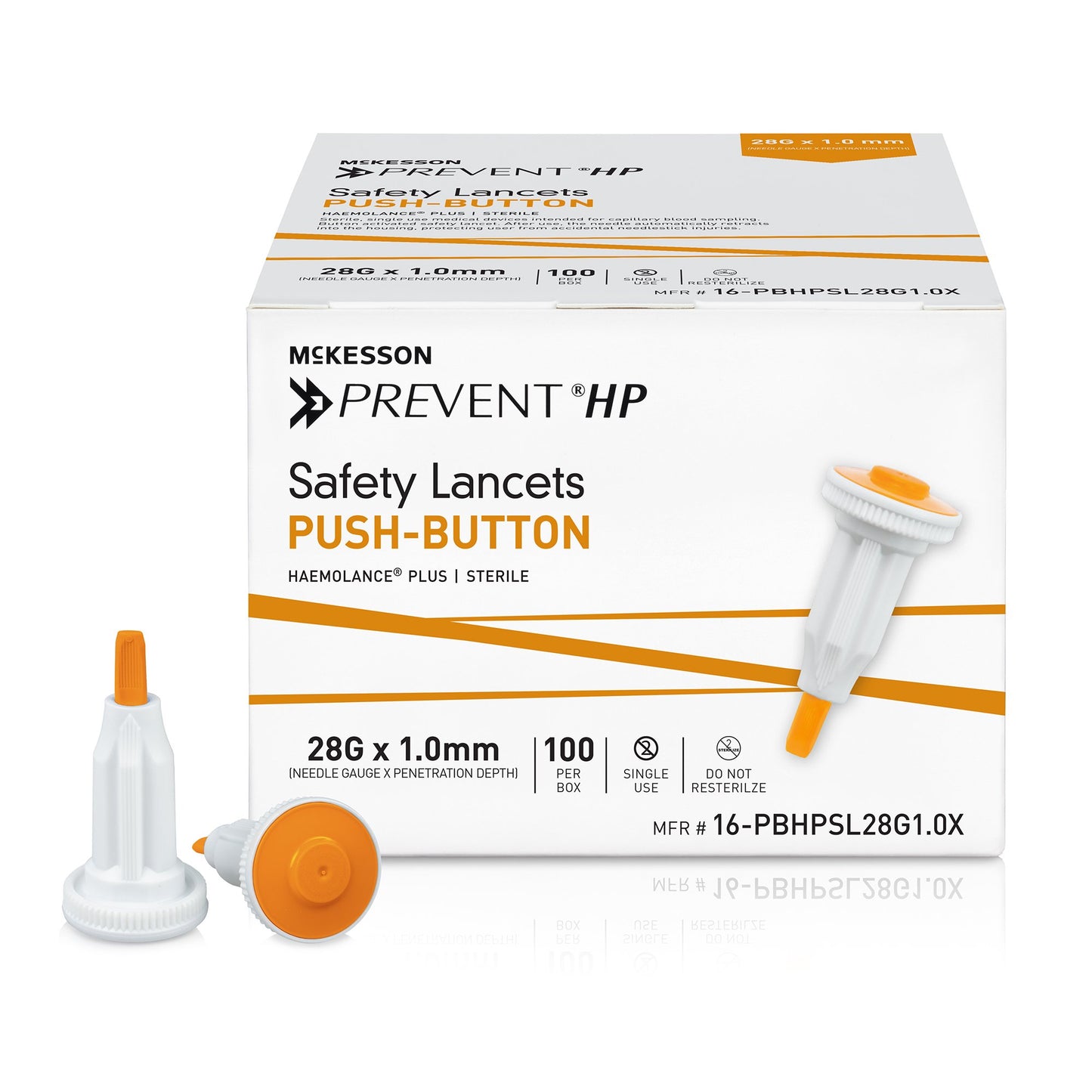 McKesson Prevent® HP Push Button Safety Lancet, 28 Gauge