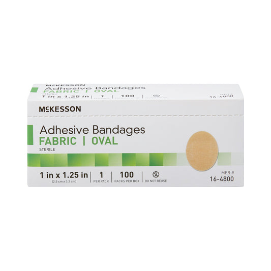 McKesson Oval Tan Adhesive Bandage, 1 x 1-1/4 Inch