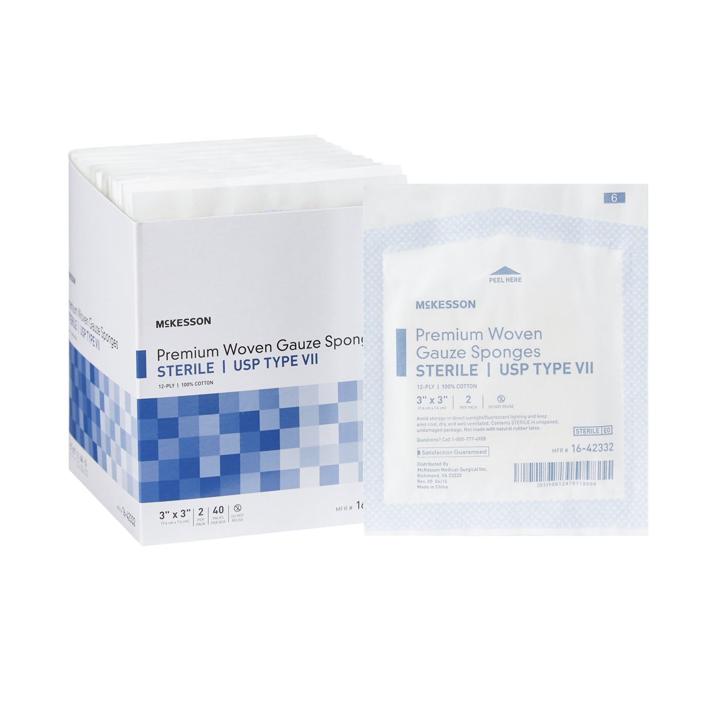 McKesson USP Type VII Gauze Sponge, 3 x 3 Inch