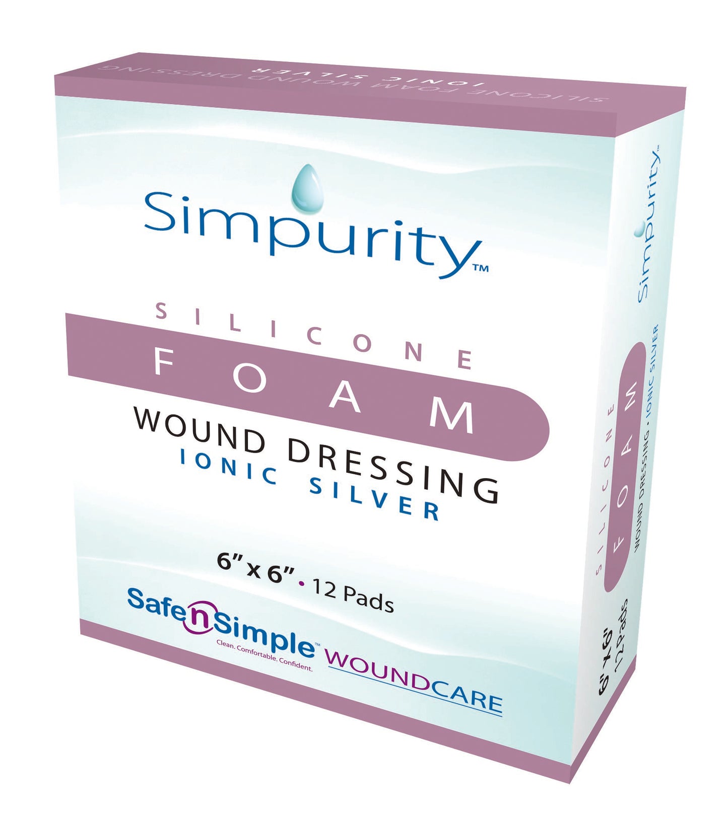 Simpurity™ Silver Foam Dressing, 6 x 6 Inch
