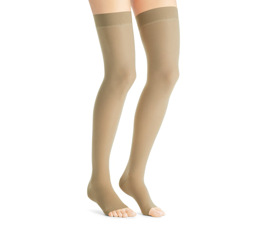 JOBST® UltraSheer Women's Thigh High 15-20 mmHg w/ Silicone Dot Top Band Compression Stockings Open Toe