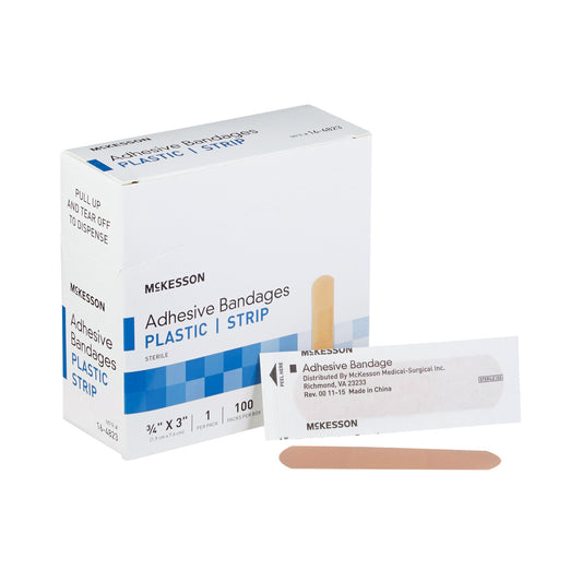 McKesson Adhesive Strip/Plastic Patch, 3/4 x 3 Inch