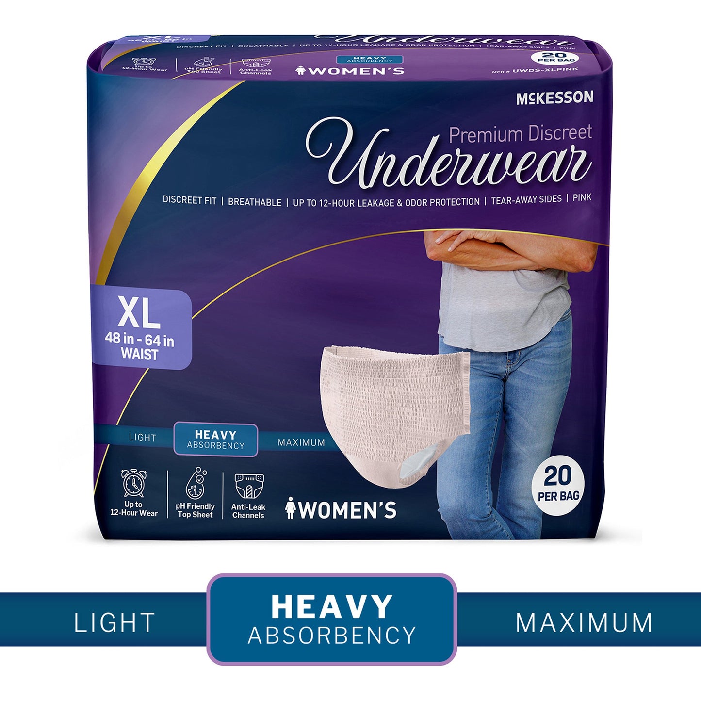 McKesson Premium Discreet Underwear for Women, Heavy Absorbency